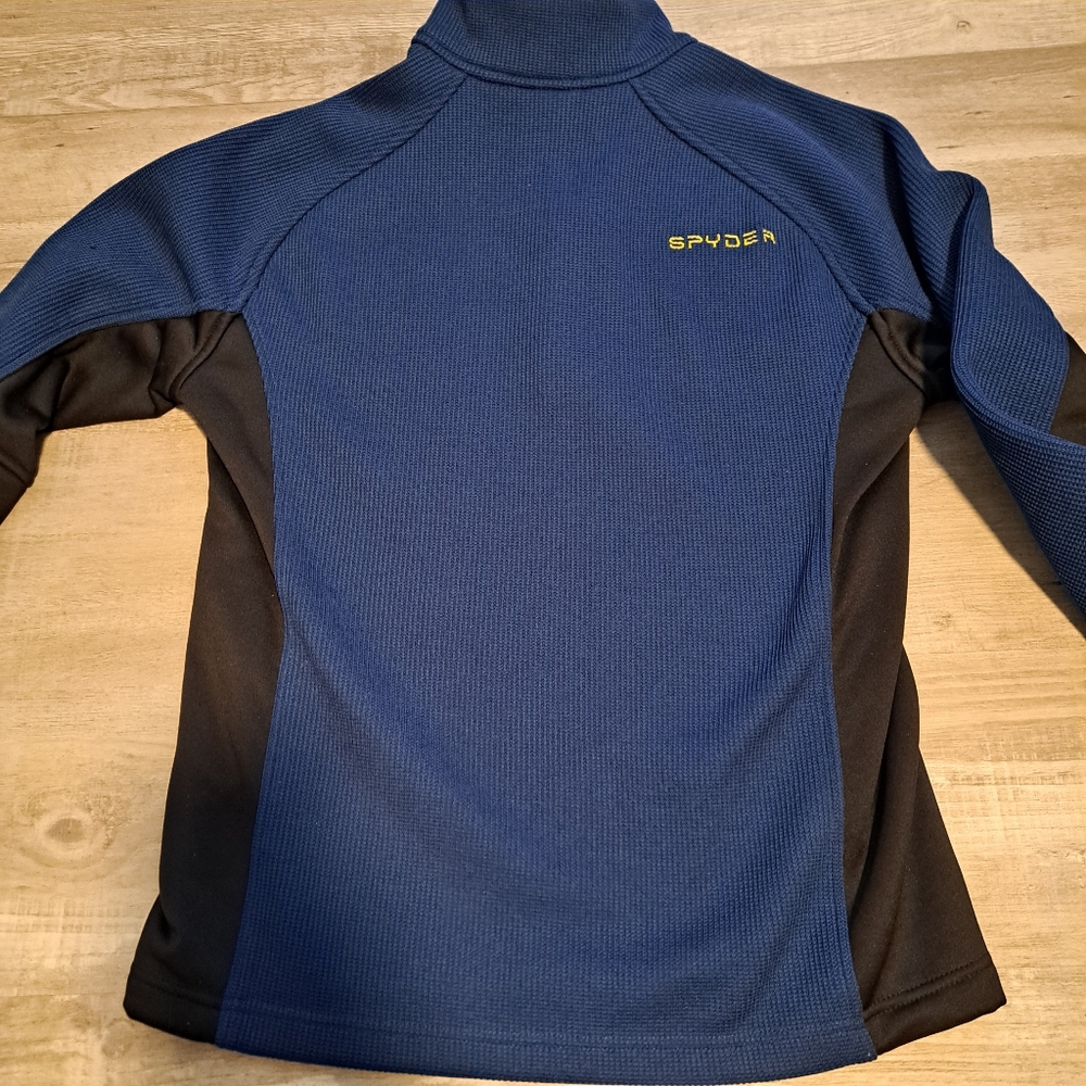 Spyder Men's Blue Black Polyester 1/4 Zip Pullover Mock Neck Sweater Size Medium - Picture 5 of 11